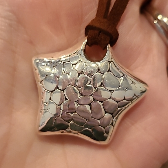 Girl Smiles Jewelry - Sterling silver star with adjustable leather cord